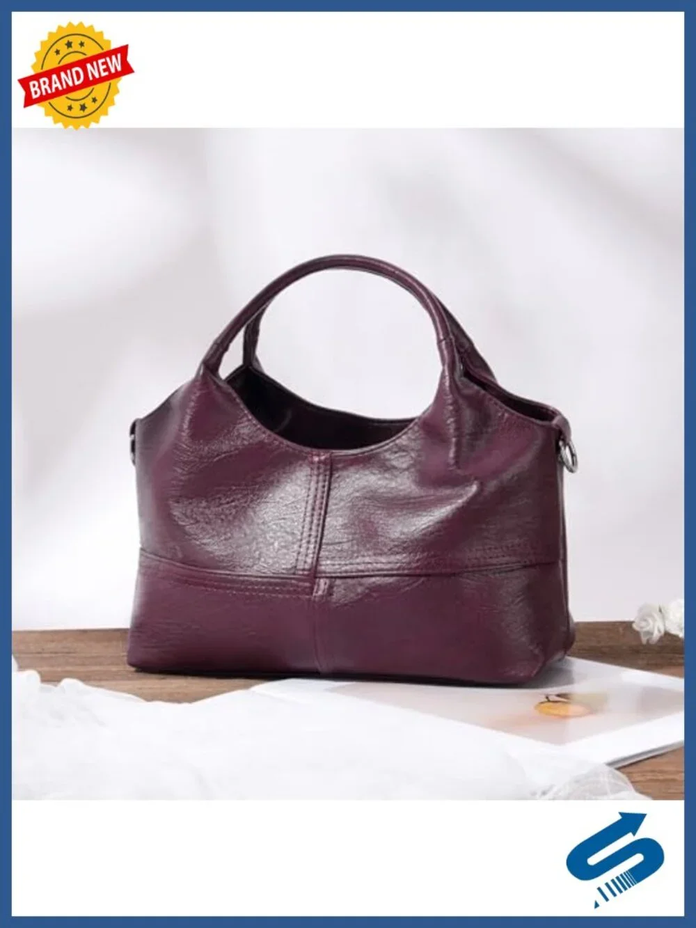 Women's Soft Vegan Leather Hobo Handbag Crossbody Tote Satchel with Top Handle